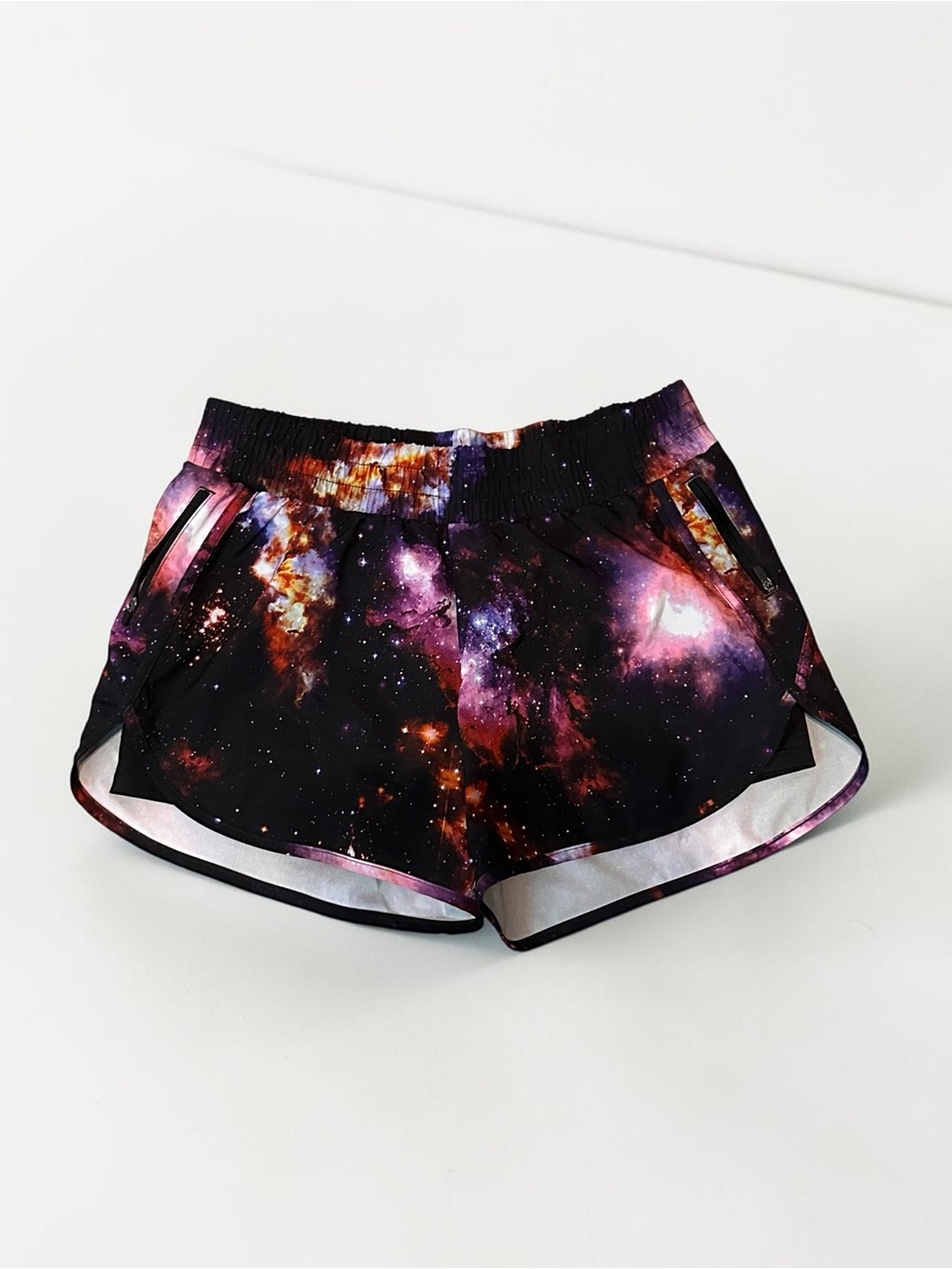 Avia Galaxy Print Athletic Shorts - Black, Purple & Orange